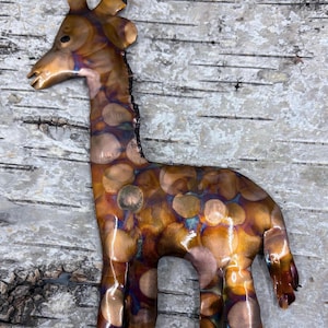 Copper Giraffe Wall Sculpture. FlameColored Bright Colors 7.5in tall