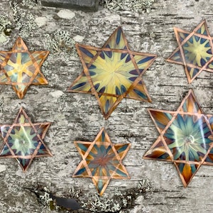 STAR of DAVID for Wall or Window Handmade Flamecolored Copper! 5" or 3"