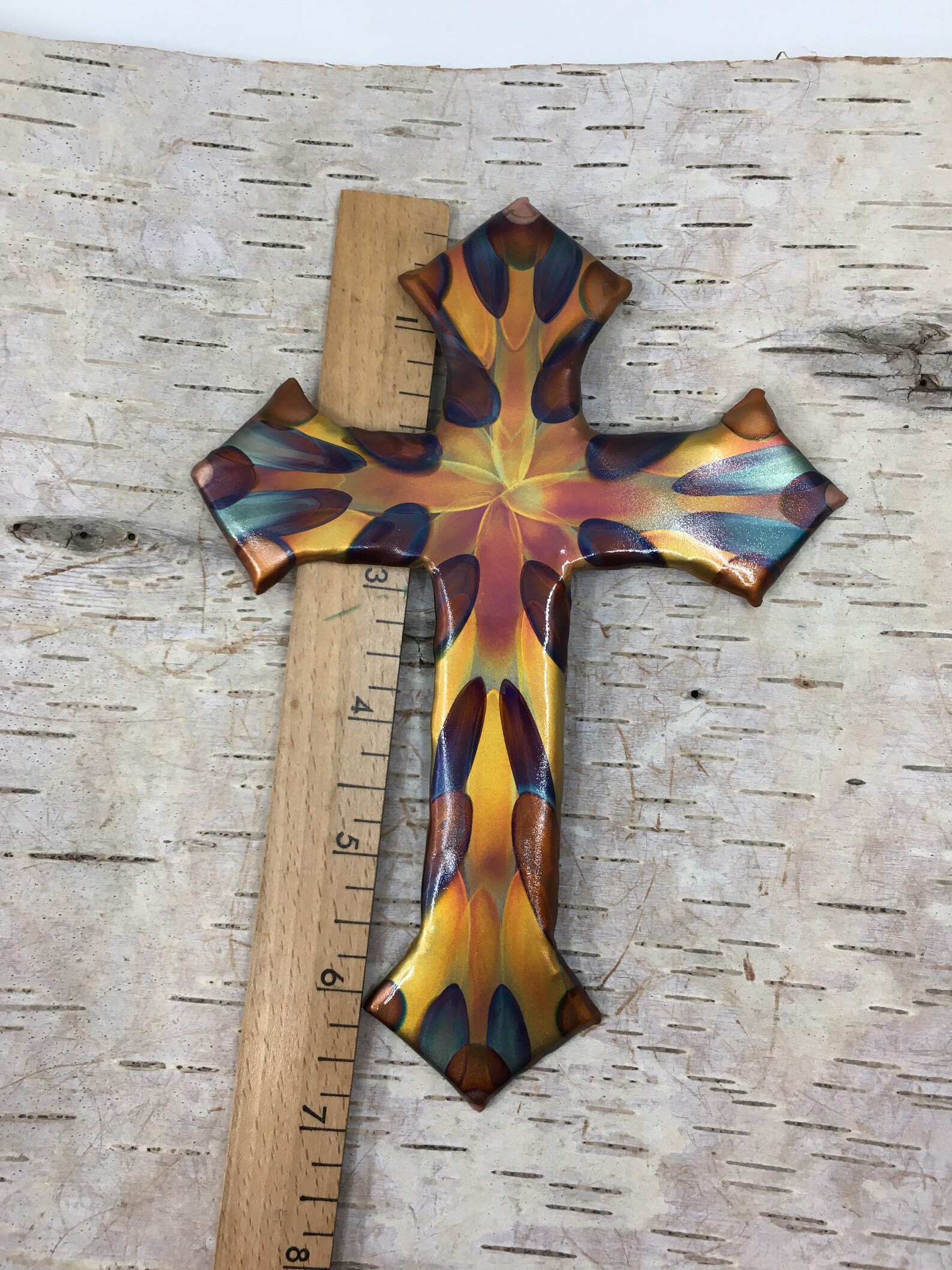 Ornate Copper Cross for Wall. FlamePainted Copper Christian. 2 Etsy