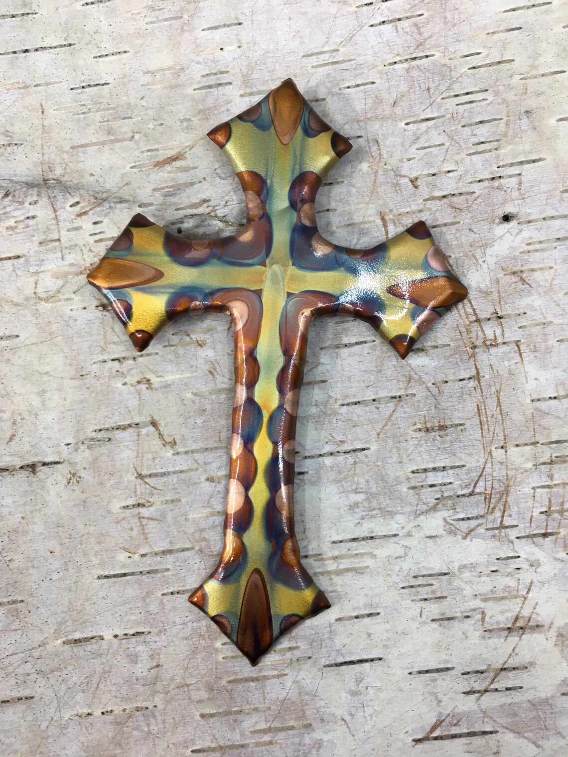 Ornate Copper Cross for Wall. FlamePainted Copper Christian. 2 Etsy