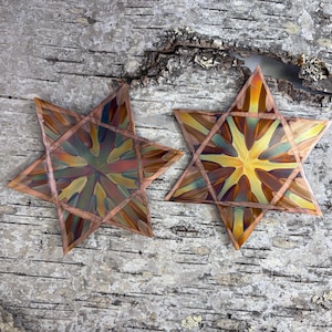 STAR of DAVID for Wall or Window Handmade Flamecolored Copper! 5" or 3"