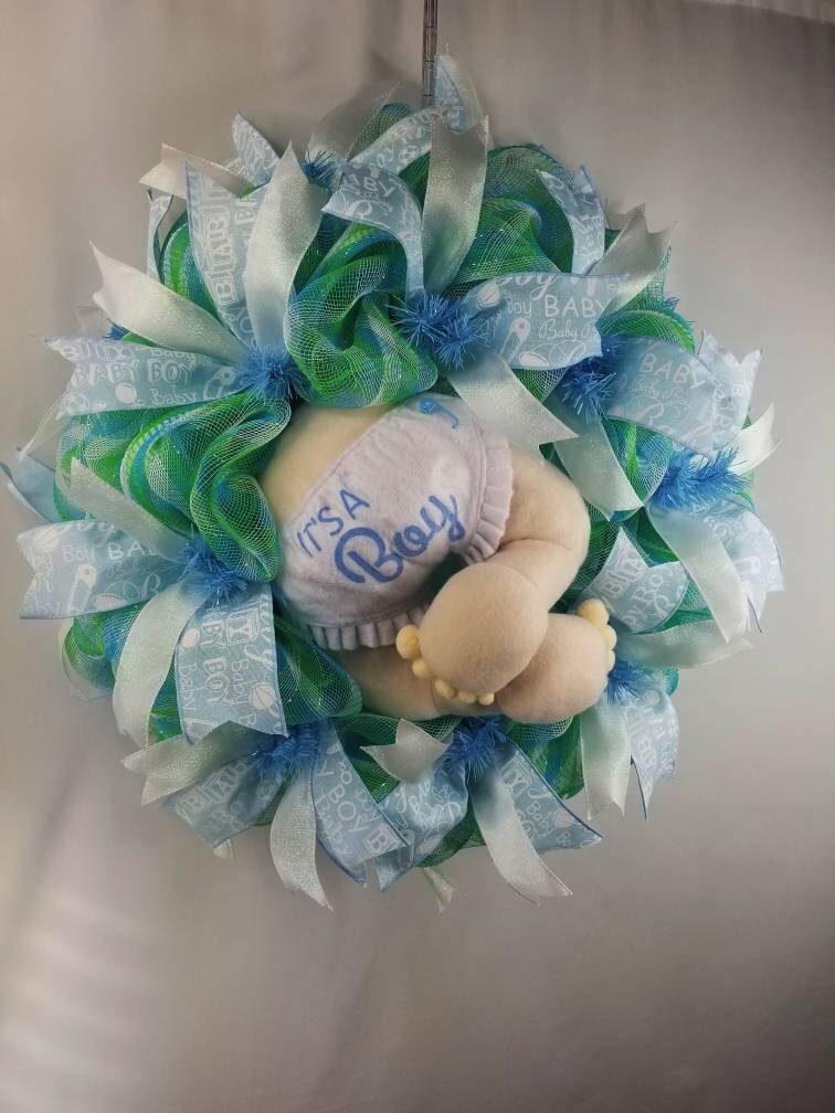 Baby Shower Wreath Gender Reveal Wreath Baby Butt Its A Boy