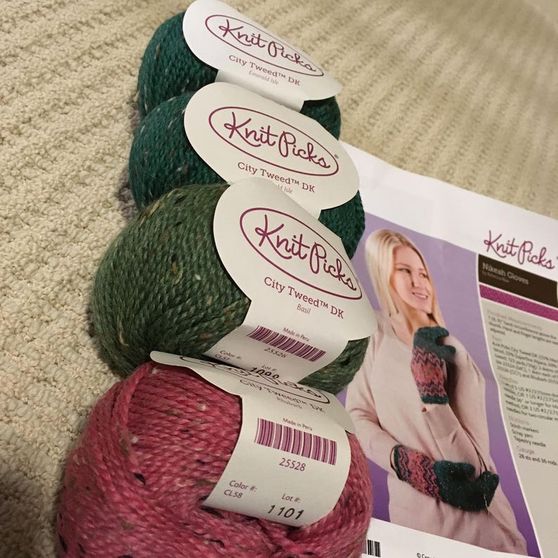 Kikeah Gloves Kit by Knit Picks city Tweed DK 4 Balls Etsy