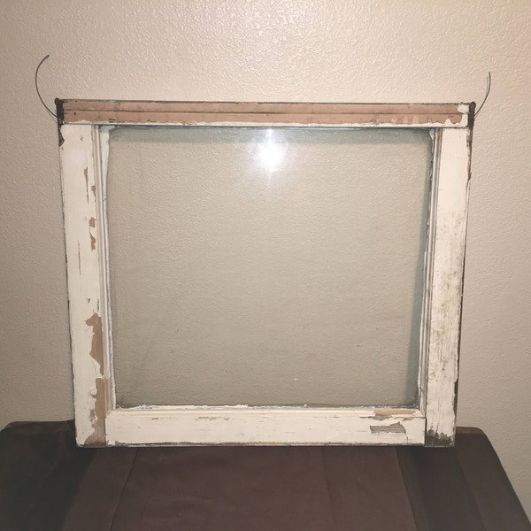 24”x21”x1.5” Vintage window with wavy glass