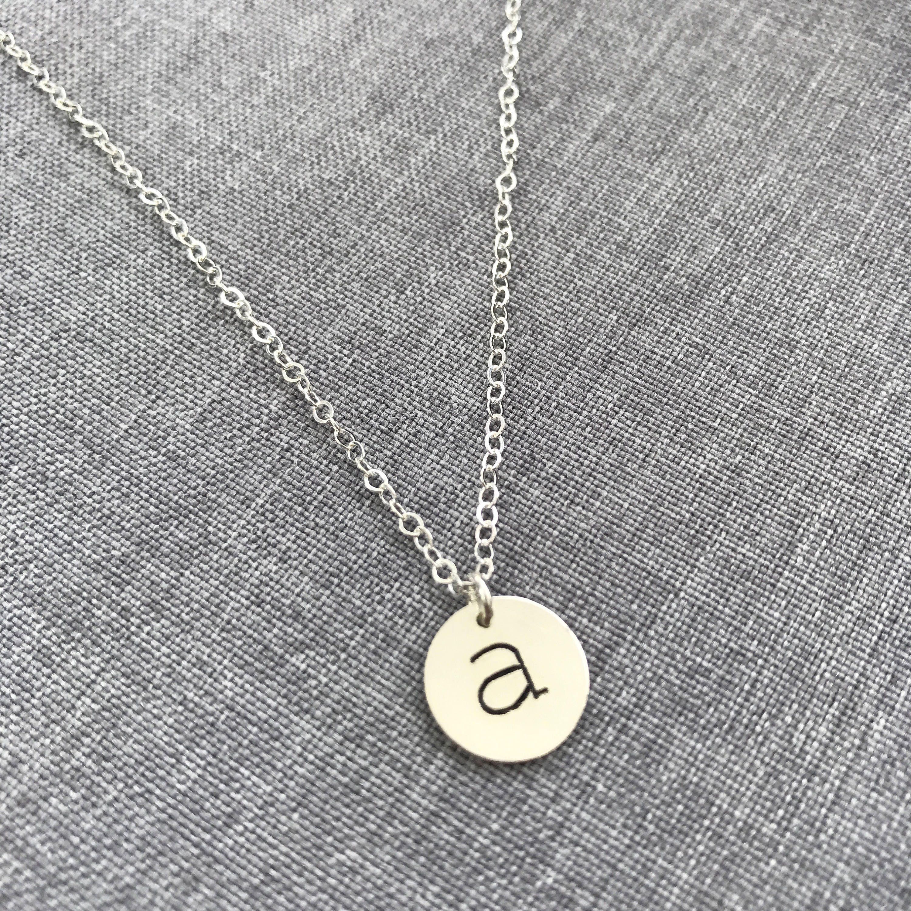 Small Circle Necklace Circle Tag Necklace Silver Disc Etsy