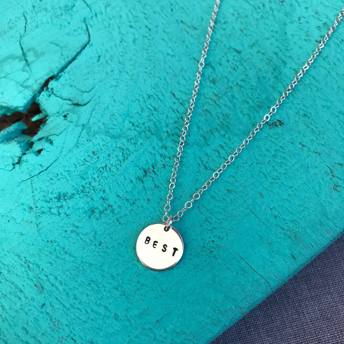 Small Circle Necklace Circle Tag Necklace Silver Disc Etsy