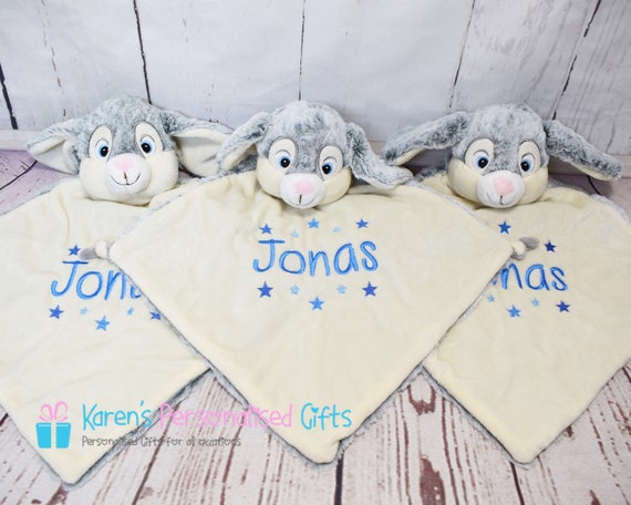 Personalised baby comforter blanket newborn gift baby name mumbles comforter