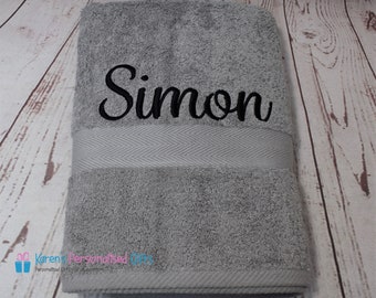 Personalised Towel, Silver Luxor 600gsm 100% Combed Cotton Towels, Hand/Bath/Sheet, Embroidered Towels
