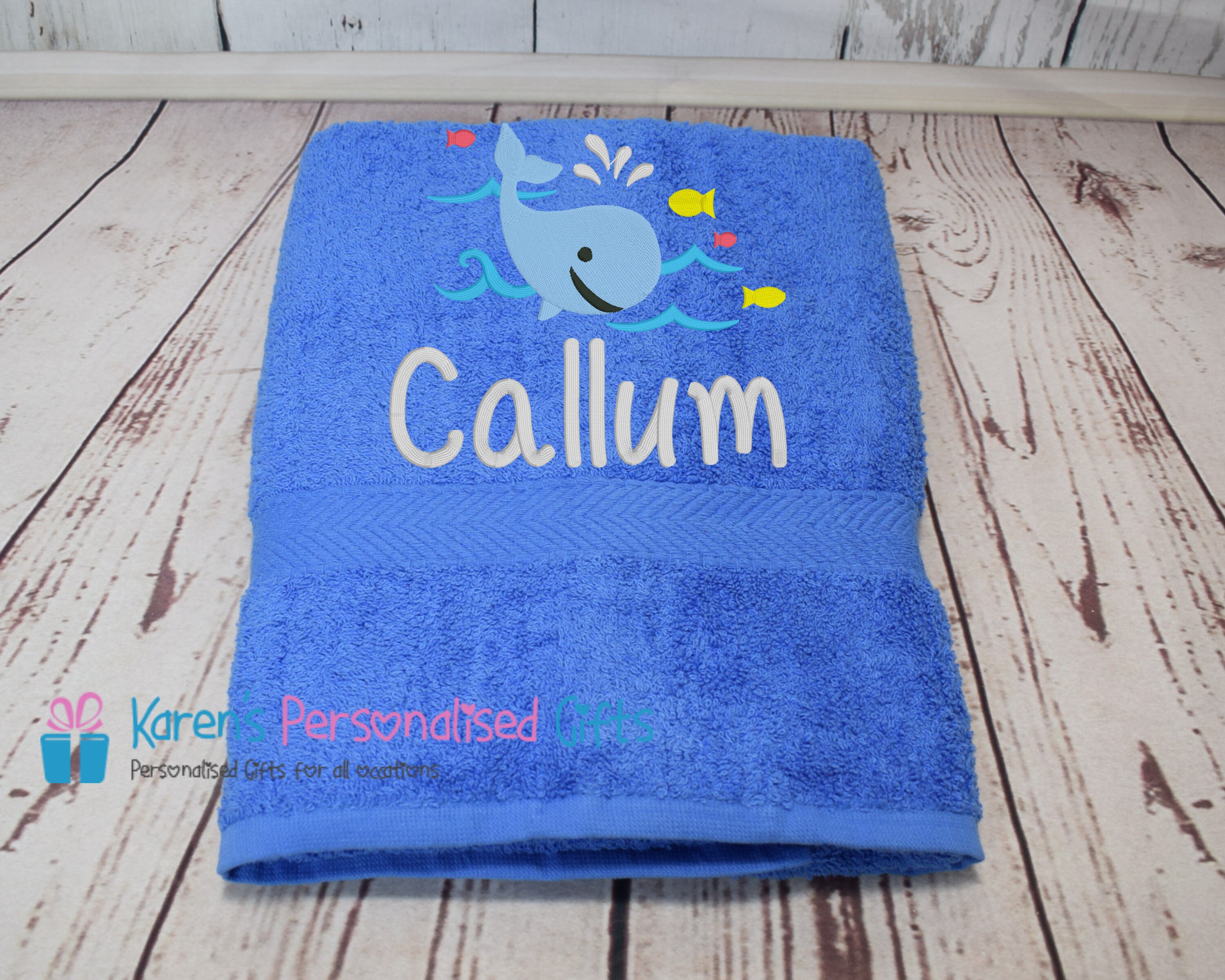 Personalised Kids Bath Towel Blue Whale Bath Towel Etsy