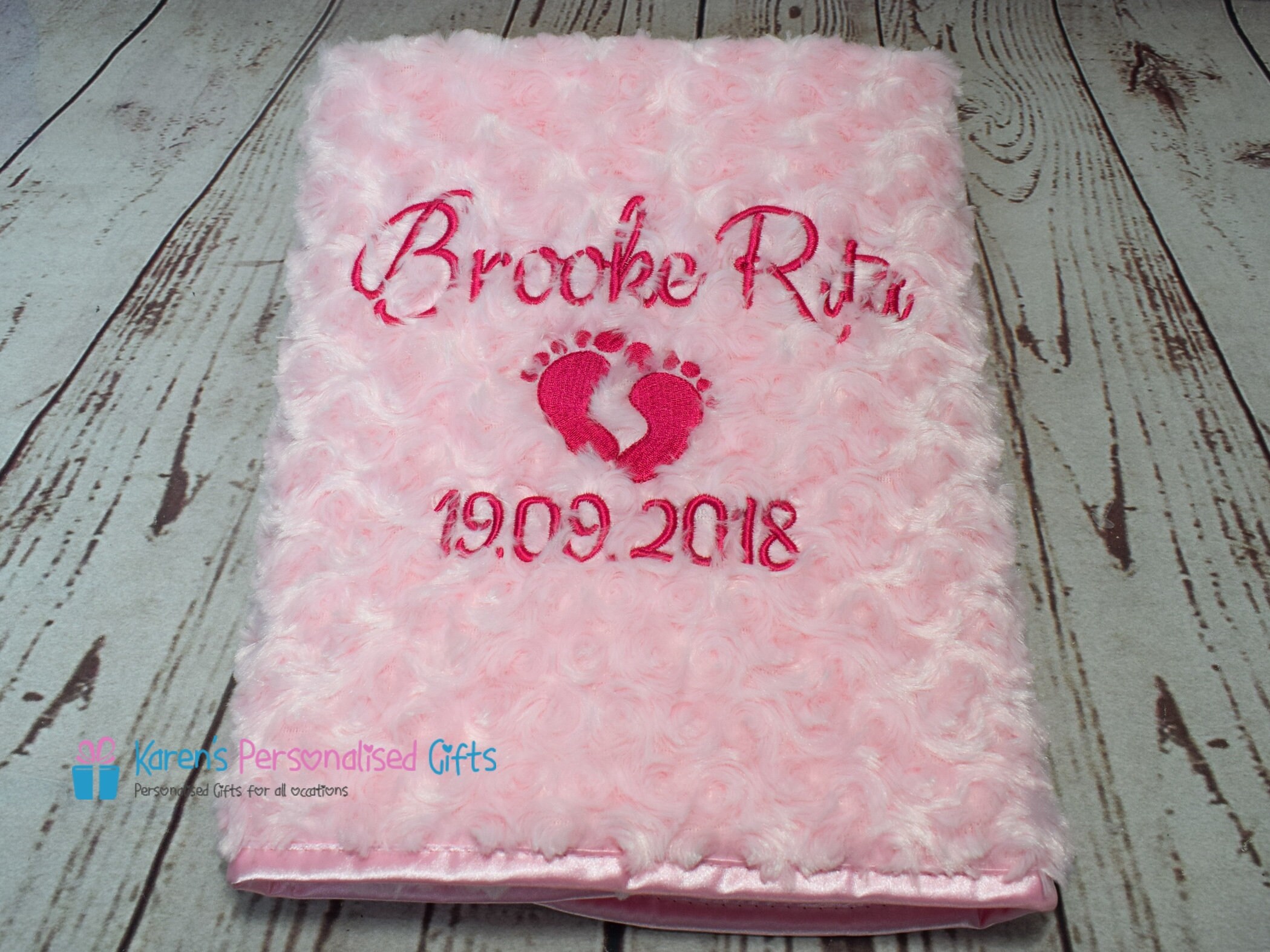 Personalised Baby Blanket Rose Fur Baby Blanket Pink or Blue Etsy