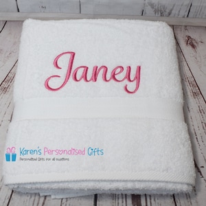 Personalised Towel, White Luxor 600gsm 100% Combed Cotton Towels, Hand/Bath/Sheet, Embroidered Towels