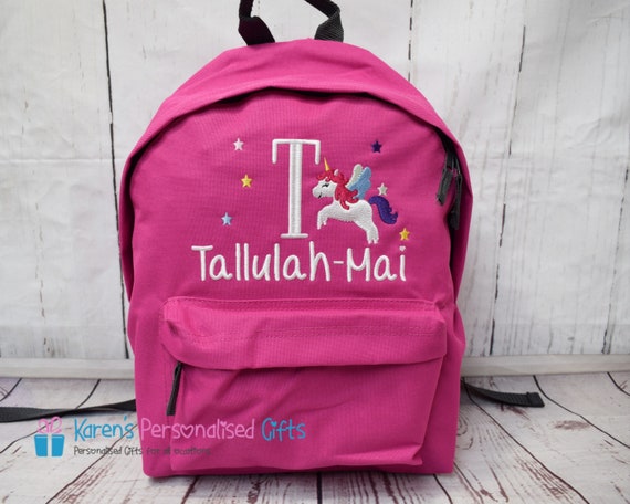 unicorn backpack with initial