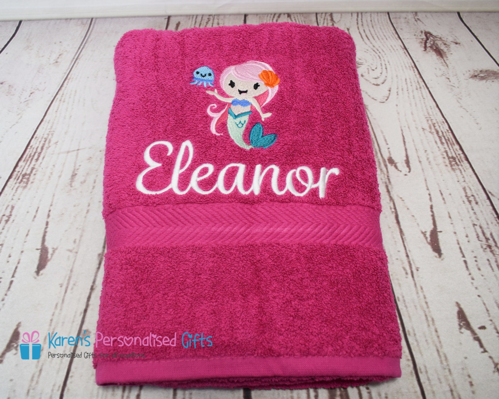 Personalised Kids Bath Towel Pink Mermaid Bath Towel | Etsy