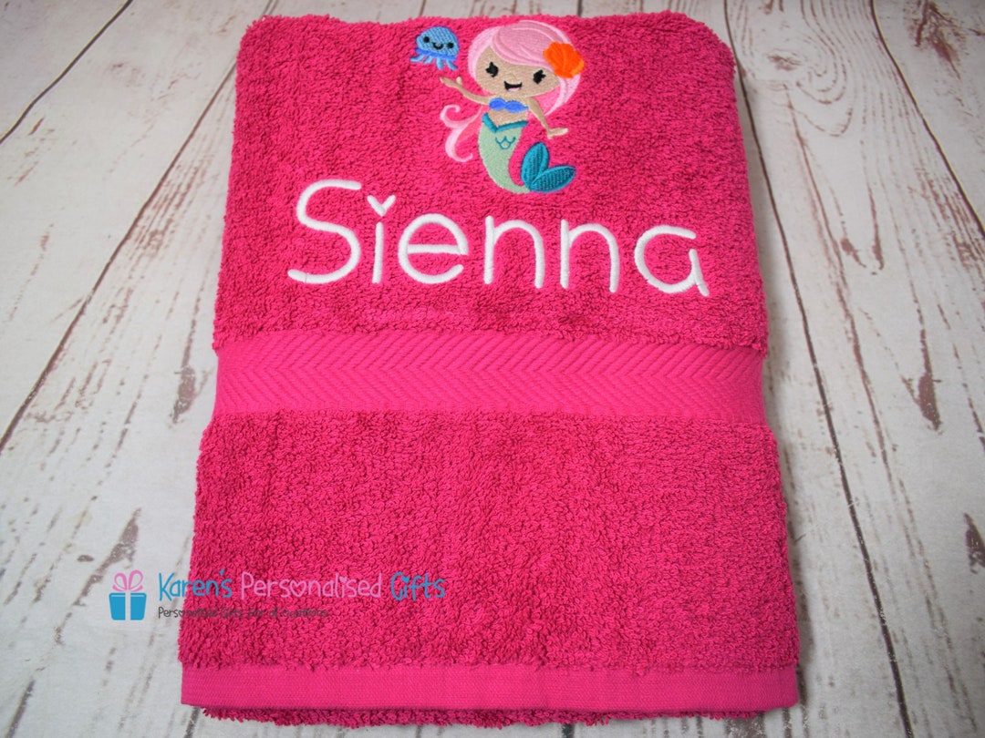 Personalised Kids Bath Towel Pink Mermaid Bath Towel - Etsy UK