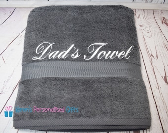 Personalised Towel, Charcoal Luxor 600gsm, Luxury Combed Cotton Towels, Hand/Bath/Sheet, Embroidered Towels