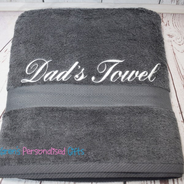 Personalised Towel, Charcoal Luxor 600gsm, Luxury Combed Cotton Towels, Hand/Bath/Sheet, Embroidered Towels