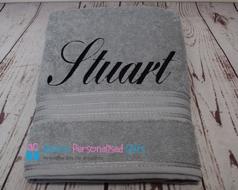 Personalised Towel, Silver Supreme 500gsm Egyptian Cotton Towels, Hand/Bath/Sheet, Embroidered Towels 