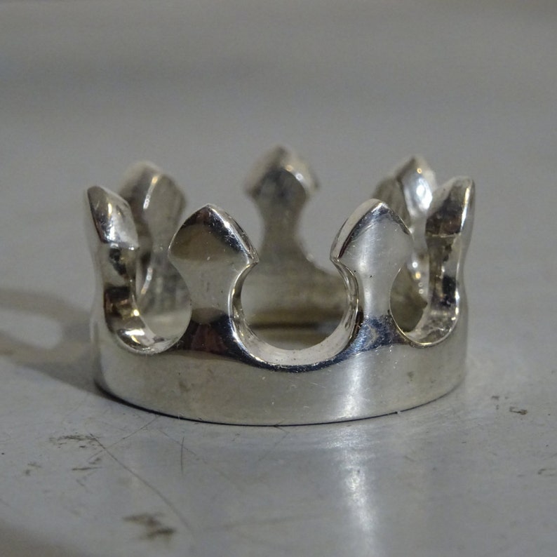 Bague Couronne En Argent 925 Avec Diamants Pave - Fait Main, Taille Sur Mesure