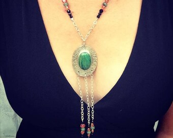 Nephrite Jade & Sterling Silver Necklace