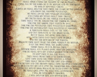 Psalm 91 wall art.  Psalm 91 protection prayer Bible poster. 8 x 11 inch scripture poster, "psalm 91" Scripture art, Bible verse prints.