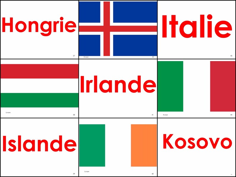 World Flags in French. DIGITAL DOWNLOAD. Preschools Toddlers. Etsy