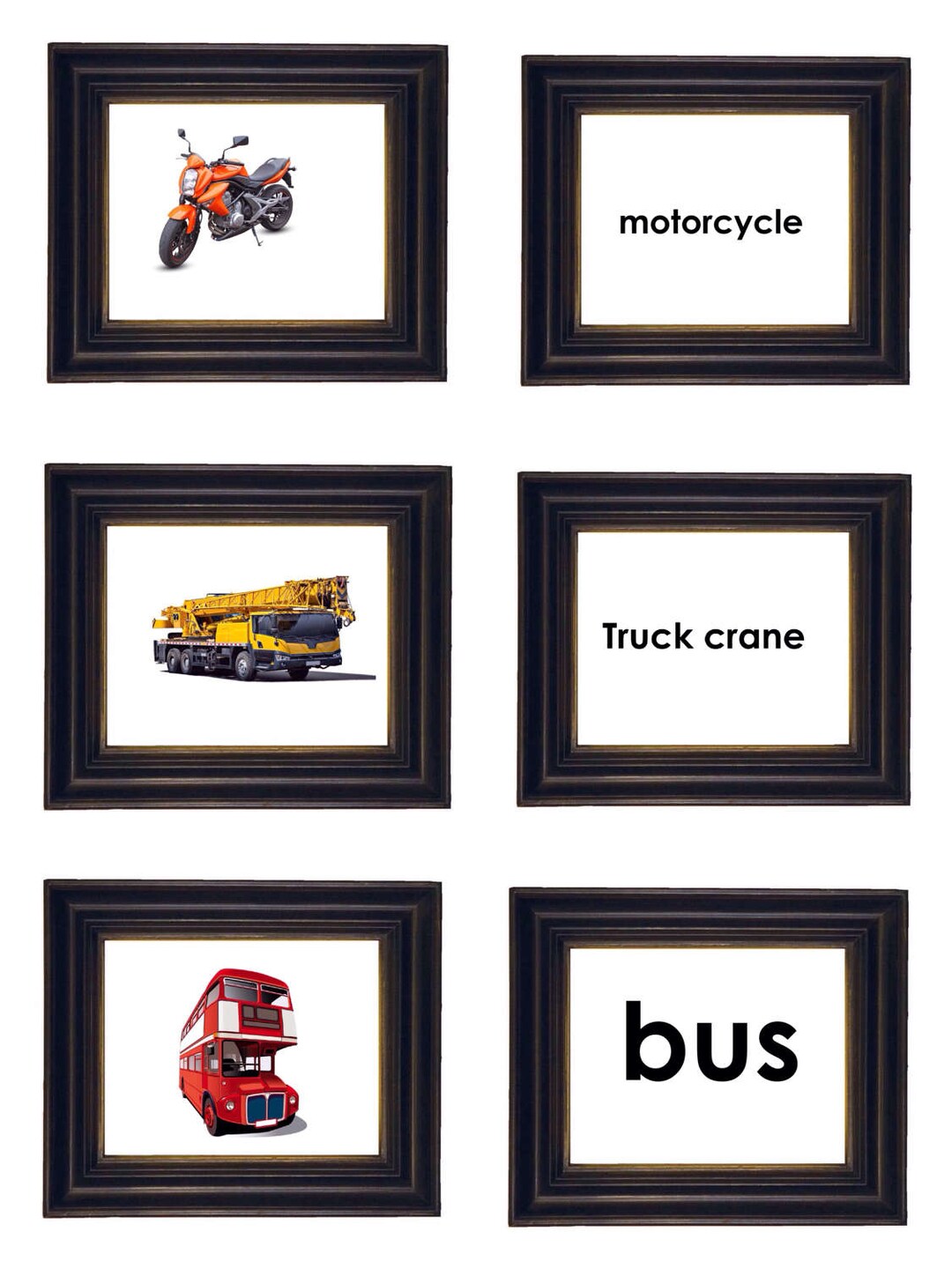 A4 Flash Cards. PDF PRINTABLE Large Learning Cards. Transport ...