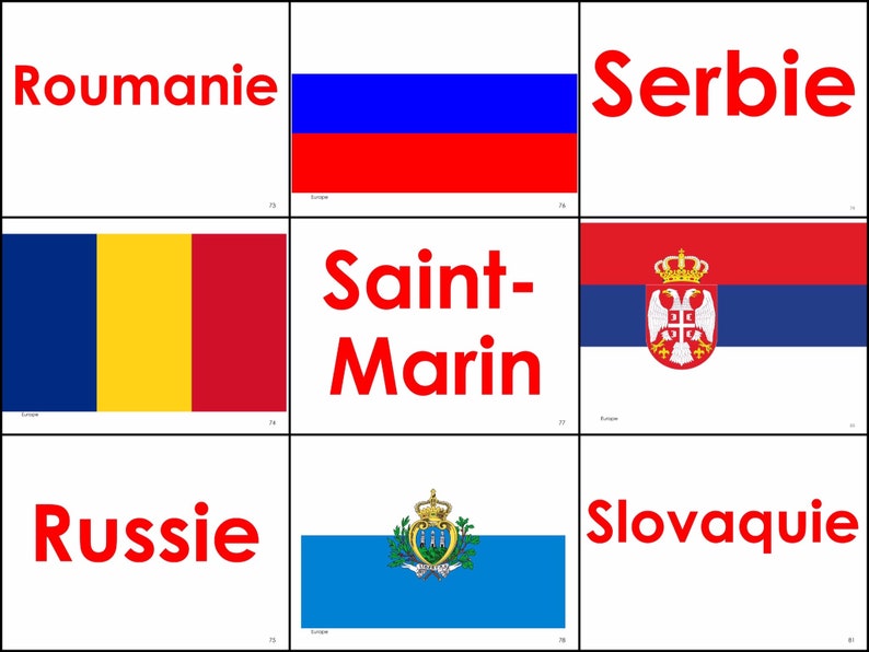 World Flags in French. DIGITAL DOWNLOAD. Preschools Toddlers. Etsy