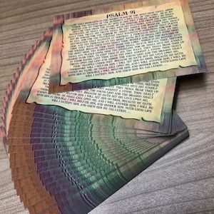 Psalm 91-kaart. NBG gebedskaarten, bidprentjes portemonnee. PSALM 91 KJV-gebedskaarten. (2,9 x 4,1 inch) psalm 91 wordt afgedrukt. Schrift kunst aan de muur.
