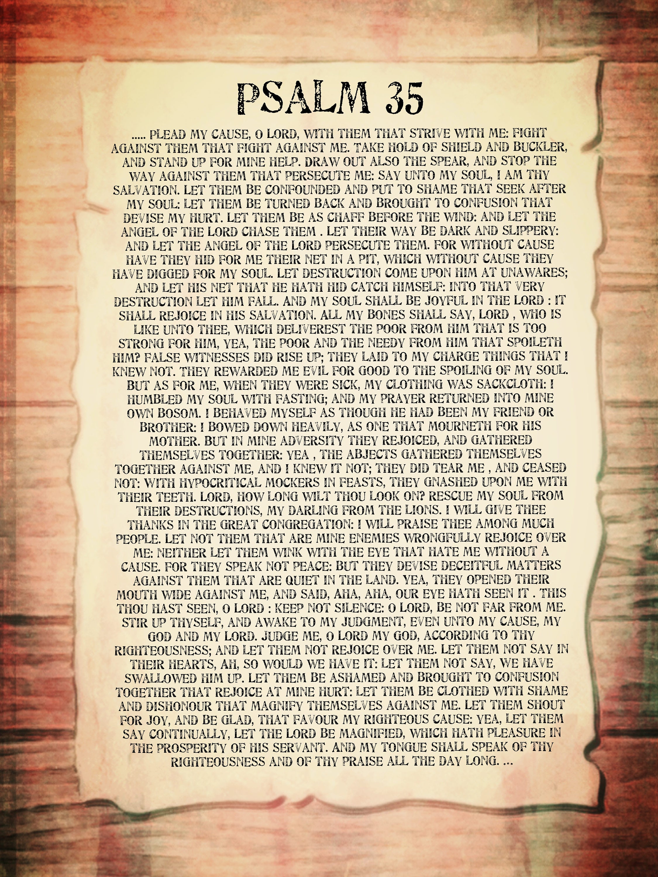 Psalm 35 Poster Printable Bible Prayer Cards Bible Pdf Etsy