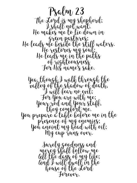 Psalm 23 Scripture Printable Bible Verse Artwork Download Etsy