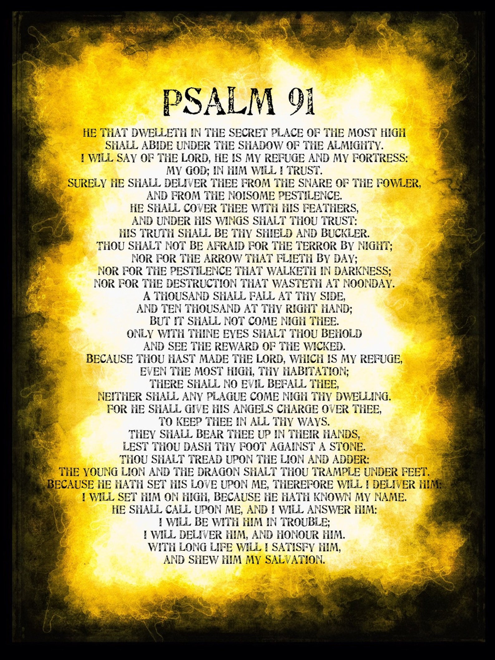Psalm 91 Poster Huge Bible Poster Psalm 91 Etsy