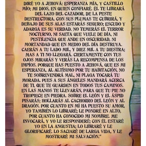 Gebedskaarten van Psalm 91 in het Spaans. Gebedskaarten in portemonneeformaat. 100 kaarten in set: KJV professioneel gedrukte gebedskaarten. Salmos 91.