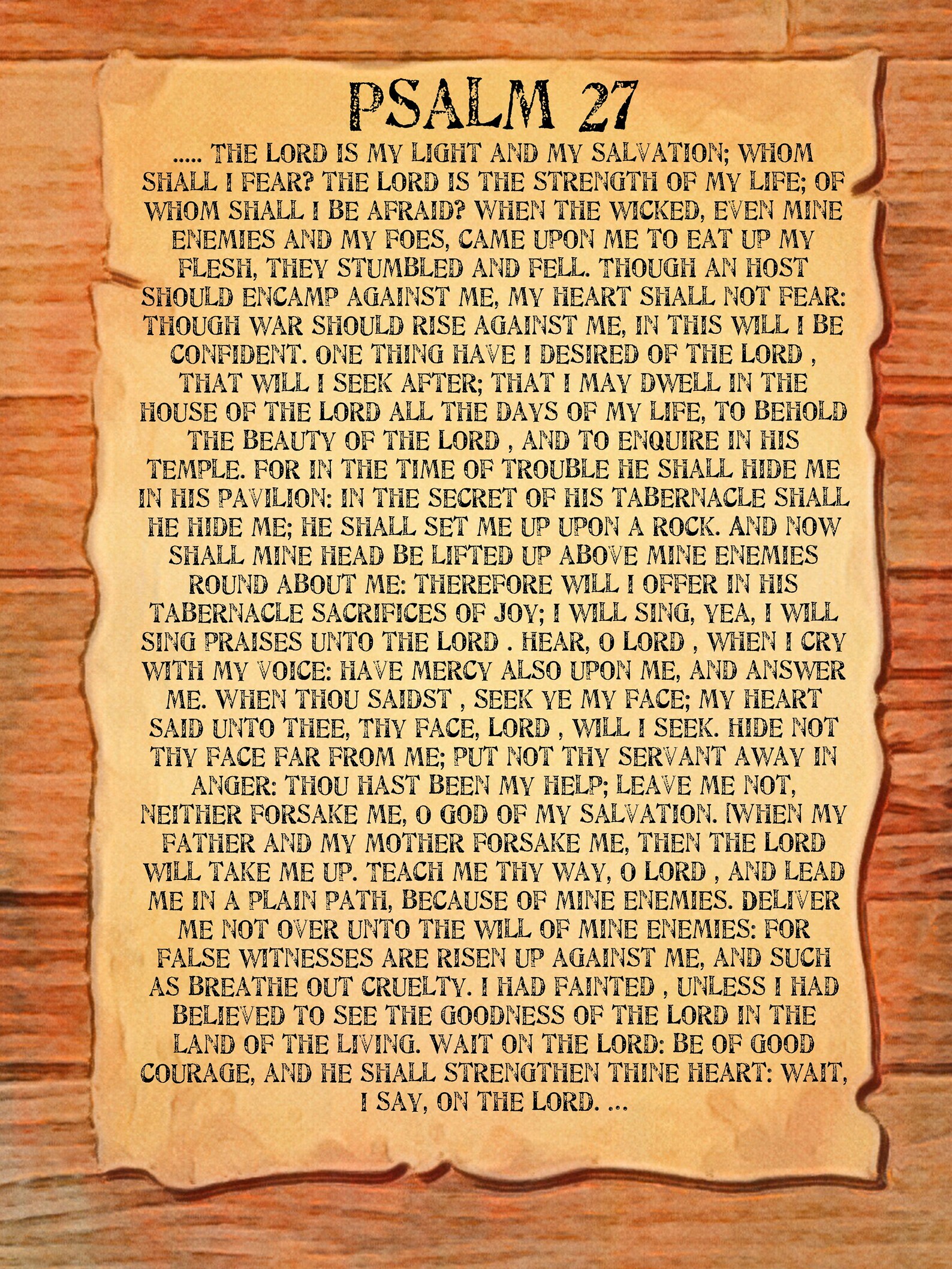Psalm 27 Poster Digital Bible Verse Print The Lord Is My Light And My 