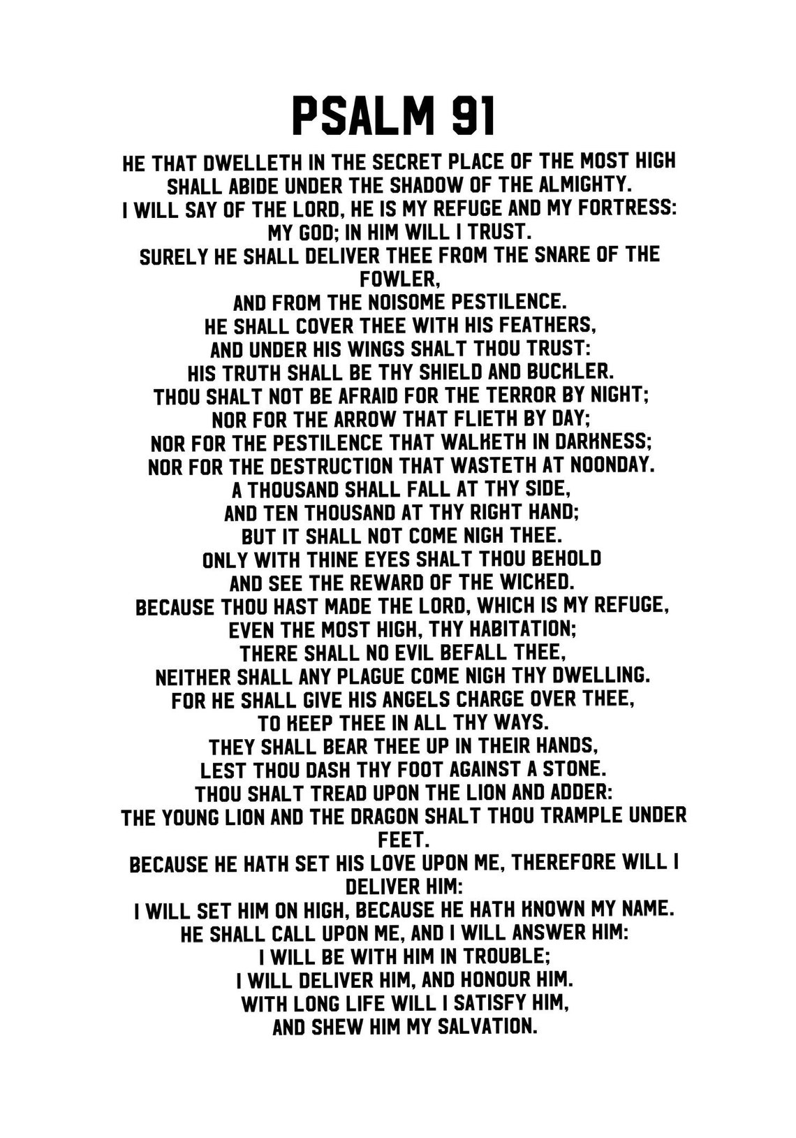 Psalm 91 King James Version Prayer Cards KJV Prayercards Etsy