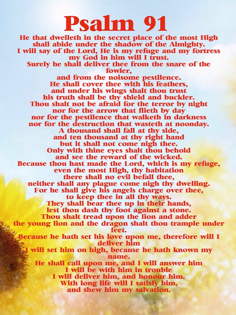 91st Psalm Kjv Digital Download Prayer For Gods Etsy