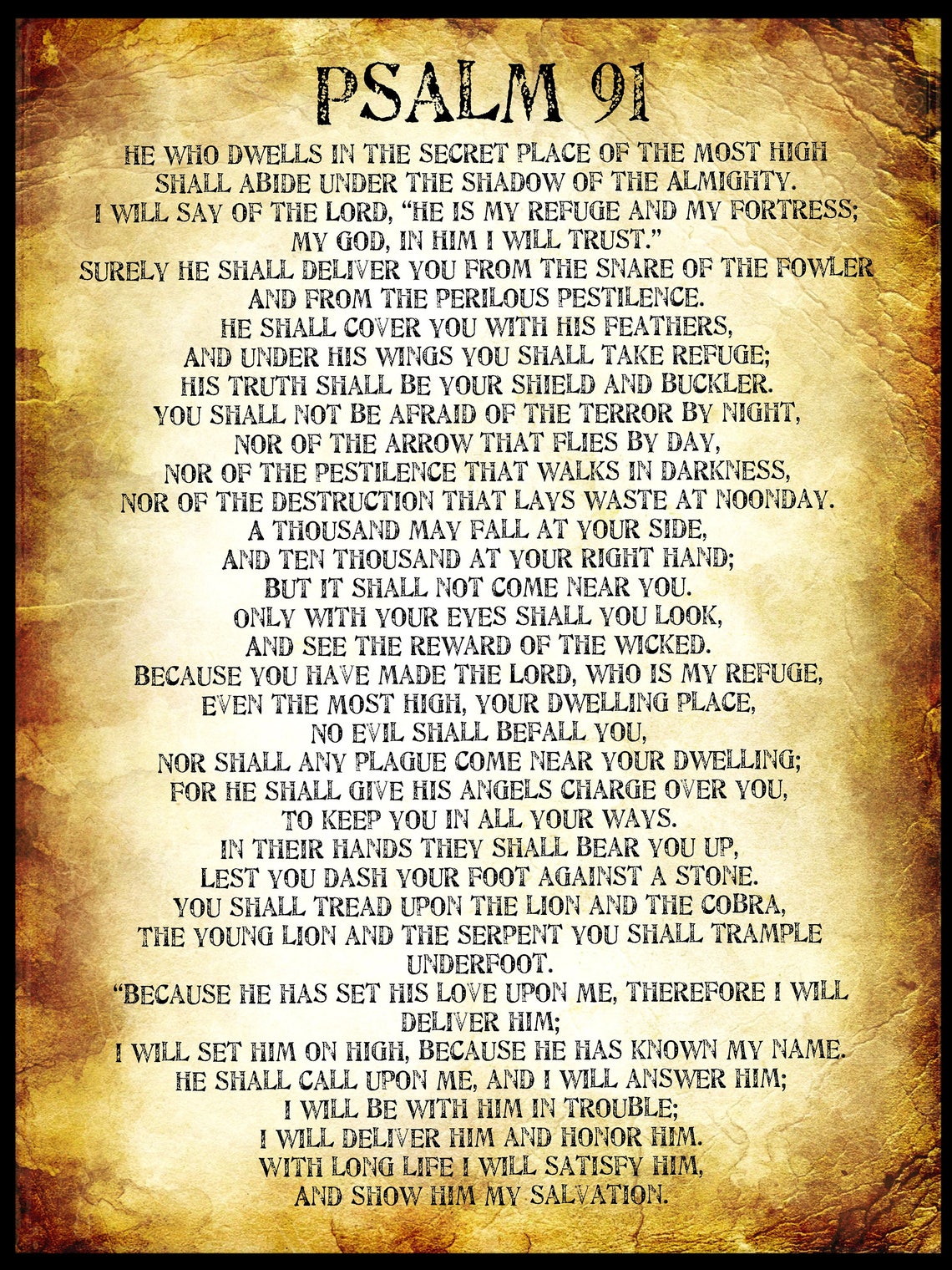 Druckbare Psalm 91 Kunst. Große Gold-Effekt Bibel Poster / | Etsy