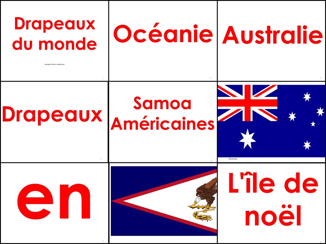 World Flags in French. DIGITAL DOWNLOAD. Preschools, Toddlers. A4 Flash
