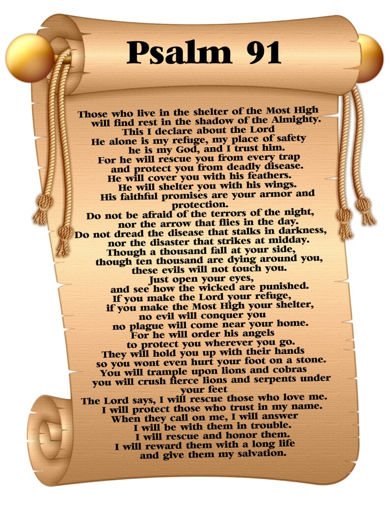 Psalm 91 Poster A4 Bible Poster Psalm 91 Scripture Wall Art Wisdom 