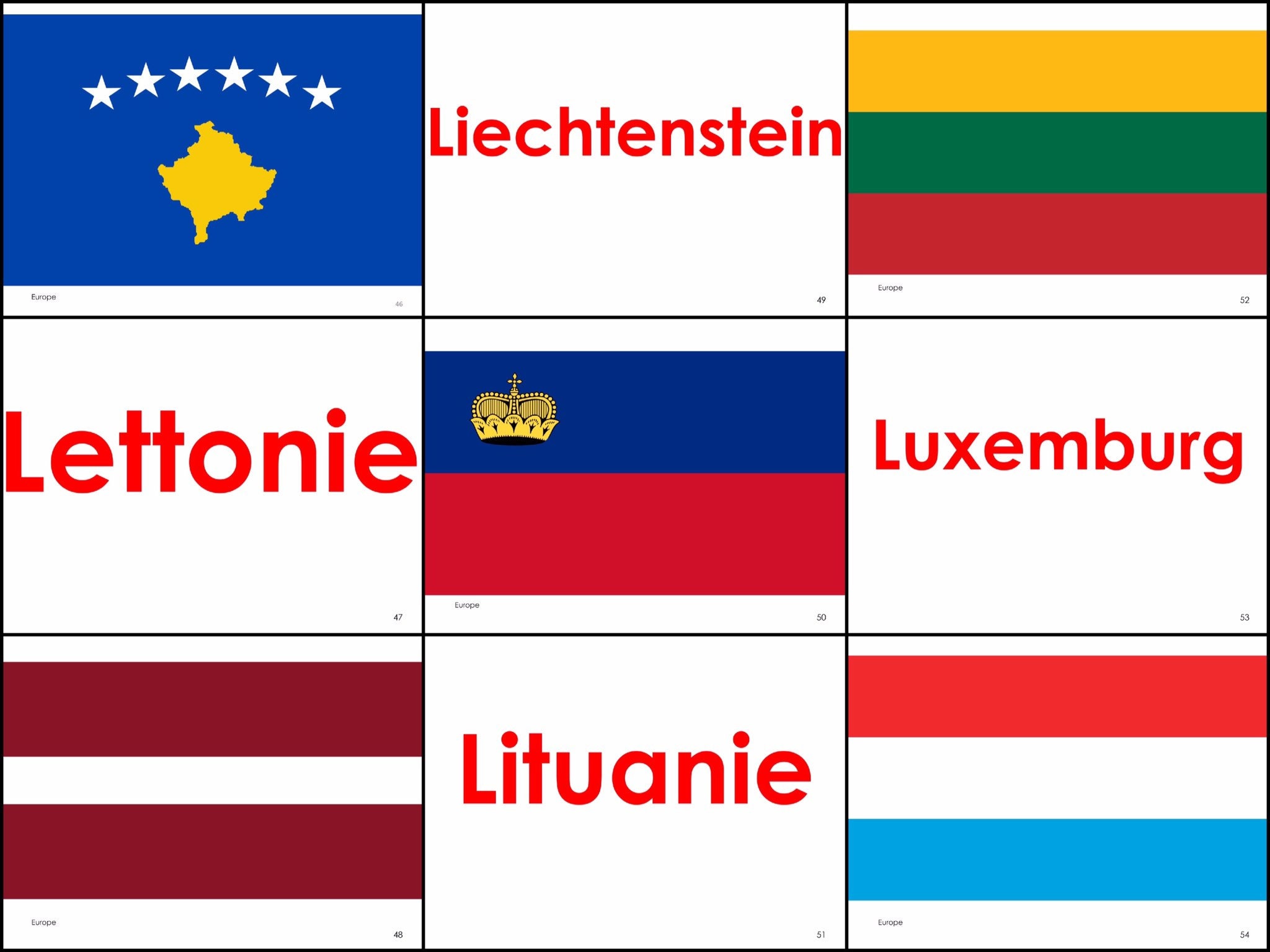 World Flags in French. DIGITAL DOWNLOAD. Preschools, Toddlers. A4 Flash
