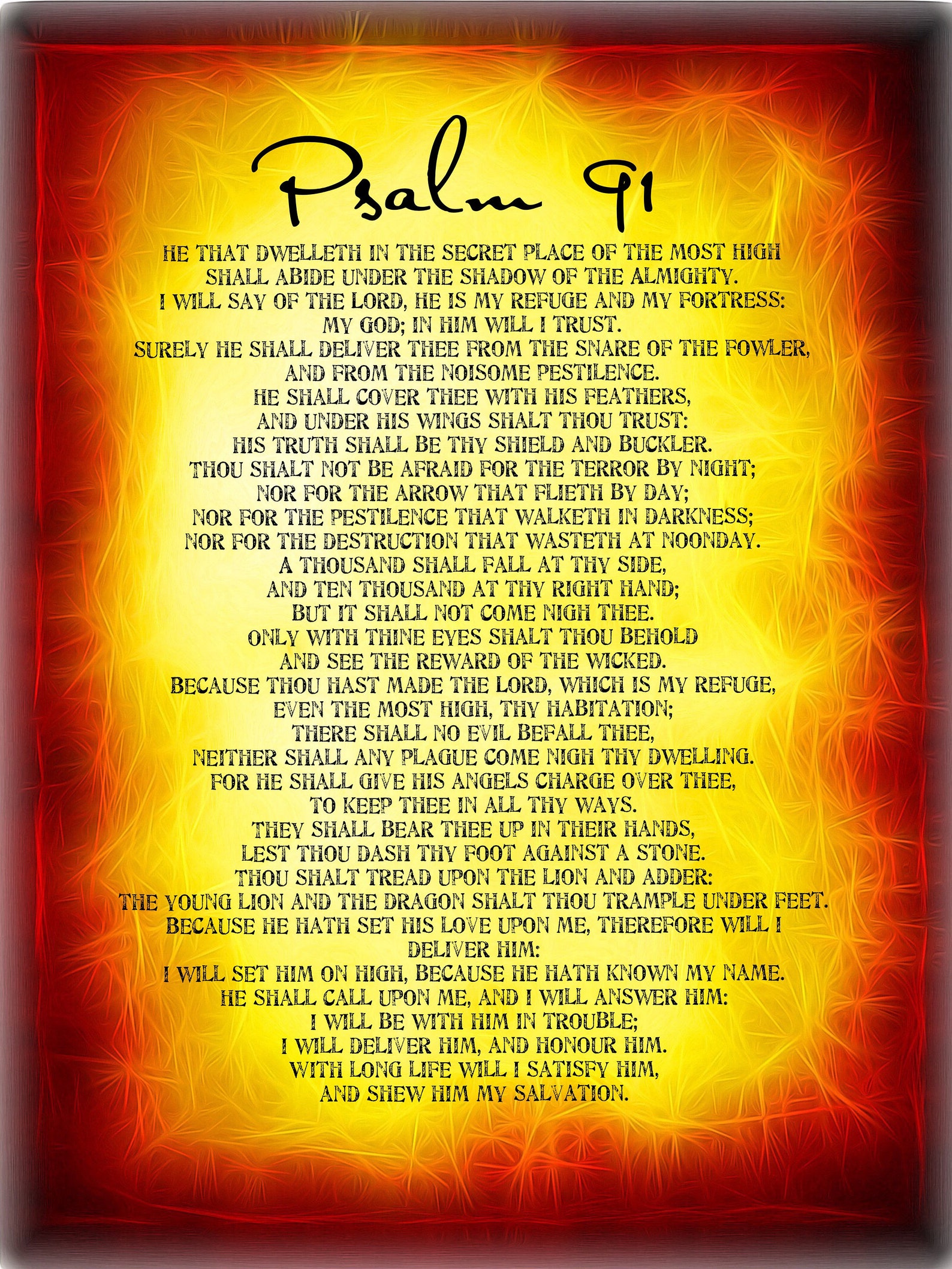 Psalm 91 poster. A4 Bible poster psalm 91 | Etsy