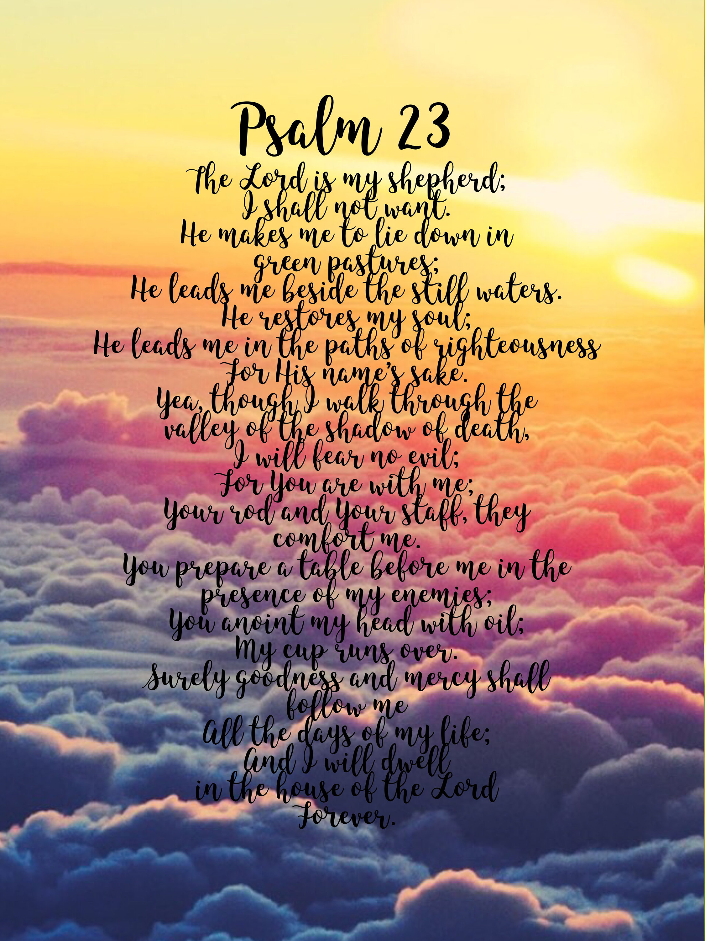Printable Psalm 23 poster Art Print. DOWNLOAD. PSALM 23 PRINT. Etsy