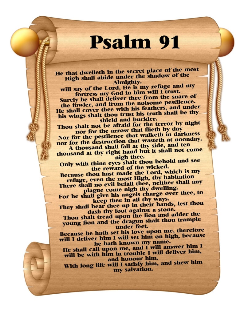 Psalm 91 Poster A4 Bible Poster Psalm 91 Scripture Wall Art Wisdom 