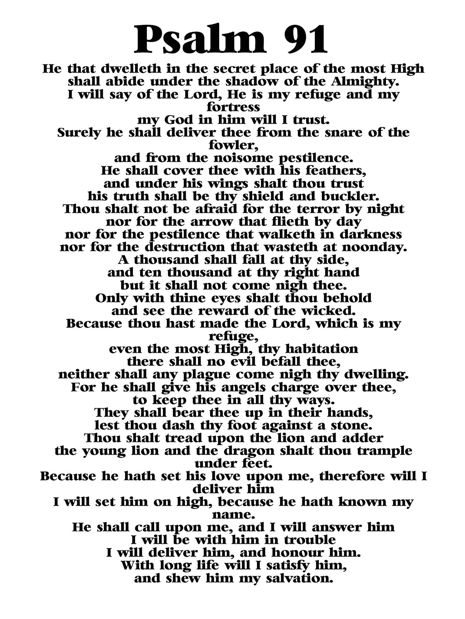 Printable Psalm 91 Prayer