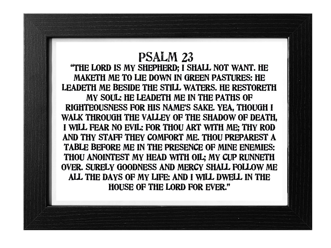 King James Version Psalm 23 Poster Psalms 23 Verse Print Scripture 