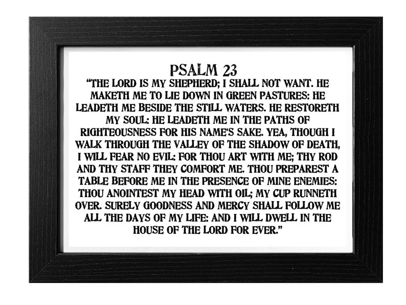 King James Version Psalm 23 Poster Psalms 23 Verse Print Scripture