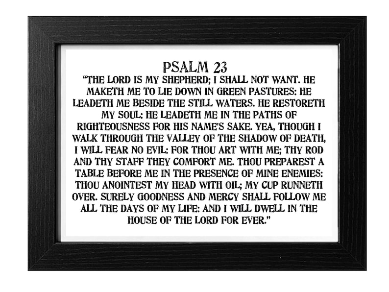 King James Version Psalm 23 Poster Psalms 23 Verse Print Scripture