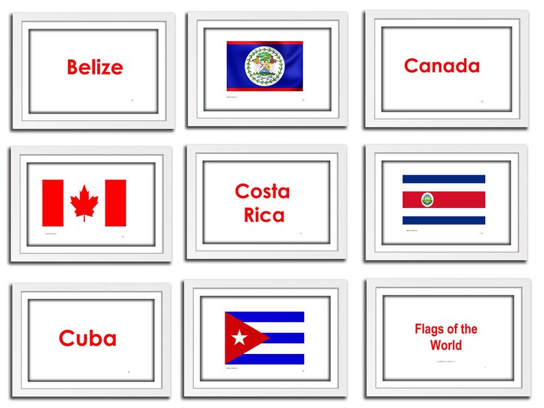 World Flags Printable A4 Flash Cards Flags In Spanish Etsy UK