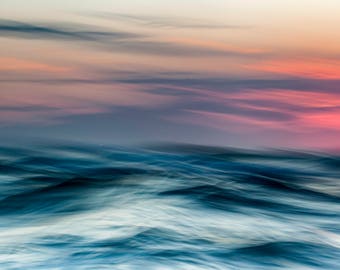 Bild des Meeres, Fotografie Abstrakt, Meereslandschaft, Fine Art Print, Wandbilder, Küste Fine Art, Sonnenaufgang über Wellen, OzeanFotografie