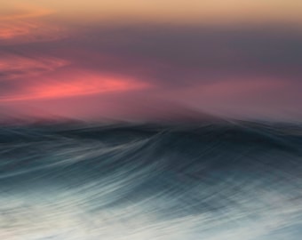 Bild des Meeres, Fotografie Abstrakt, Meereslandschaft, Fine Art Print, Wandbilder, Küste Fine Art, Sonnenaufgang über Wellen, OzeanFotografie