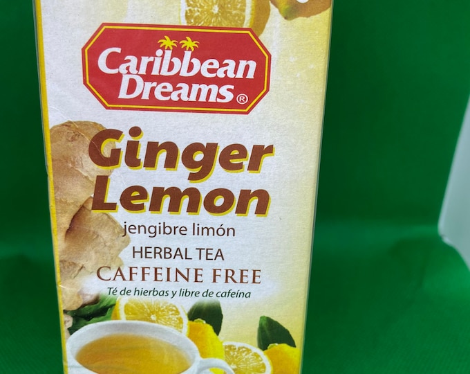 Jamaican Ginger Lemon Teabags. Grown, harvested and packaged in Jamaica. This tea combination has a wonderful soothing aroma.